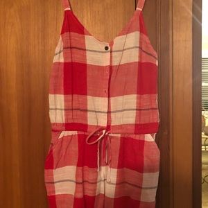 Red Checker Print Romper